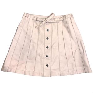 Free People faux leather khaki mini skirt, snap button up, size 8 nwot